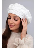 Dámská zimní vlněná čepice beret K414 bílá