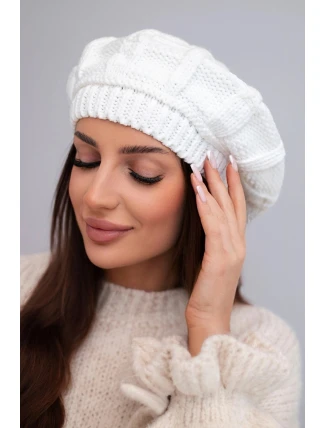 Dámská zimní vlněná čepice beret K414 bílá