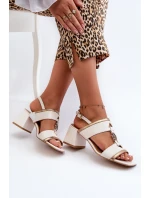 Kožené elegantní sandály na podpatku Laura Messi 2768 Bílé