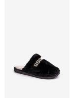 Dámské Pantofle S Kožíškem A Nápisem Černé Kalelia
