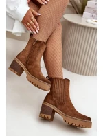 Dámské Kotníkové Boty Na Podpatku Z Eko Semiše Zateplené Tmavě Hnědé Nevitas