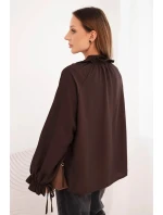 Dámská blůza z viskózy tmavě hnědá - FPrice