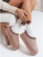 Dámské semišové sněhule s výšivkou béžové FashionStreet ZY1183