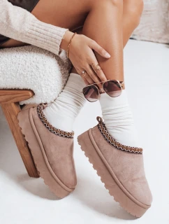 Dámské semišové sněhule s výšivkou béžové FashionStreet ZY1183