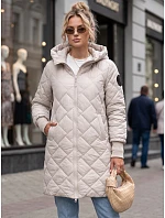 Dlouhá dámská prošívaná přechodová bunda, světle šedá, FashionStreet TY5864 Dlouhá dámská prošívaná přechodová bunda, světle šedá, FashionStreet TY5864