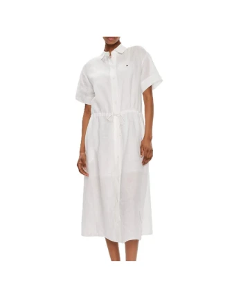 PLÁTĚNÉ MIDI ŠATY TOMMY HILFIGER