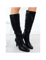 Dámské černé kozačky Jezzi na podpatku ASA271-2