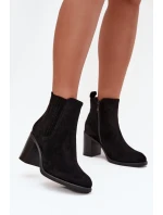 Zateplené dámské kotníkové boty na sloupkovém podpatku černé Brevina