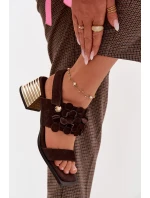 Semišové sandály na podpatku D&A CR61-3145 Čokoládové