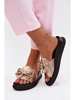 Dámské Sandály Pravá Kůže Mašle S.Barski KV61-6061 Zlaté