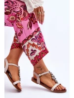 Kožené sandály s ozdobným hadem S.Barski Béžový Kožené sandály s ozdobným hadem S.Barski Béžový