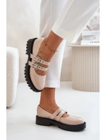 Polobotky Dámské S Pásky Lakované Béžové Terione Polobotky Dámské S Pásky Lakované Béžové Terione