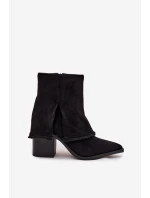 Dámská kotníková obuv na sloupku s vyvýšenou manžetou Idalia – černé