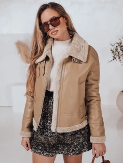 Dámská kožená bunda s ovčí kůží SHEREB khaki FashionStreet TY4757