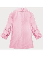 Světle růžové tenké sako s nařasenými rukávy (22-356)