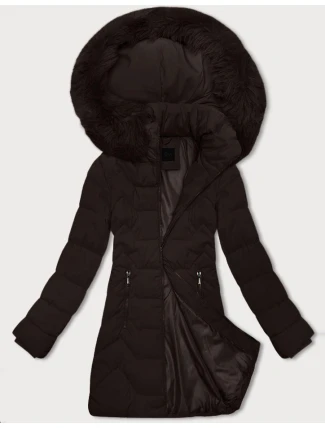Dámská bunda v čokoládové barvě s kapucí J Style (16M9121-158)