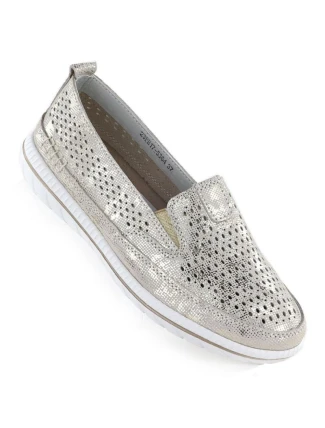 Dámské zlaté prolamované kožené polobotky Jezzi 5364 Dámské zlaté prolamované kožené polobotky Jezzi 5364