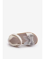 Dětské Sandálky S Mašlí Se Zapínáním Na Suchý Zip Bílé Wistala