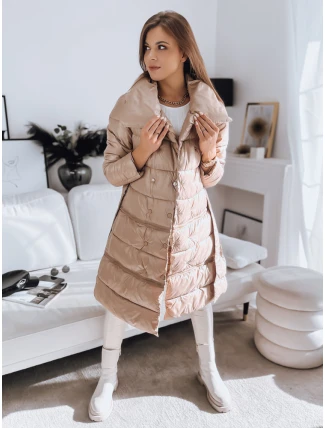 Dámský prošívaný kabát LONDON PREMIUM camel FashionStreet TY3346 Dámský prošívaný kabát LONDON PREMIUM camel FashionStreet TY3346