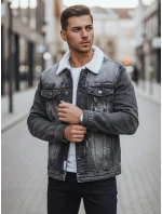Pánská zateplená džínová bunda s ovčí kůží černá FashionStreet TX4230z