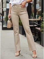 Dámské džíny s vysokým pasem a širokými nohavicemi béžové FashionStreet UY2946 Dámské džíny s vysokým pasem a širokými nohavicemi béžové FashionStreet UY2946