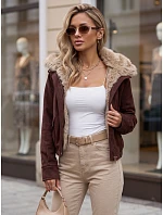 Dámská zimní semišová bunda s kožešinou, vínová, FashionStreet TY5699