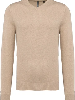 Kariban K 965 Pánský svetr s výstřihem do V 20.K965 beige heather