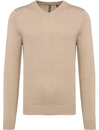 Kariban K 965 Pánský svetr s výstřihem do V 20.K965 beige heather Kariban K 965 Pánský svetr s výstřihem do V 20.K965 beige heather