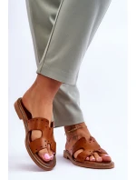 Zazoo 40326 Dámské žabky s ozdobnými výřezy hnědé