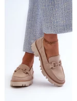 Dámské semišové mokasíny s ozdobou béžové D&A TW117 Béžové