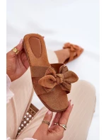 Ploché Dámské Pantofle S Mašlí Camel Tobin