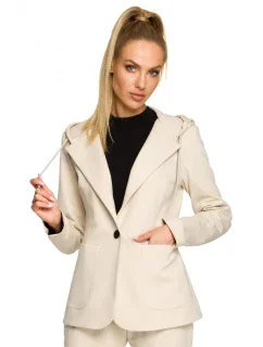 M691 Blejzr s kapucí a jedním knoflíkem - pískový