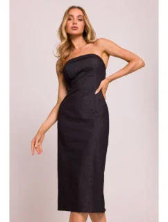 M843 Džínové midi šaty - grafitové