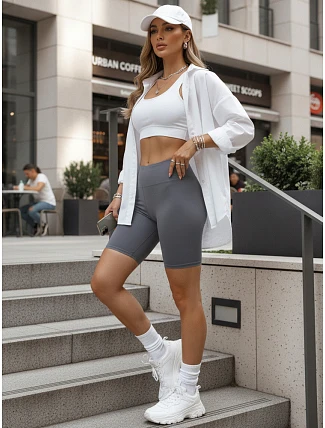 Dámské cyklistické šortky s vysokým pasem modré FashionStreet SY0581 Dámské cyklistické šortky s vysokým pasem modré FashionStreet SY0581