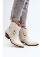 Kožené botky na nízkém podpatku se vzorem 2870 Zazoo stříbrné