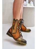 Dámské Kožené Boty Na Plochém Podpatku Maciejka 06719-07 Žluté