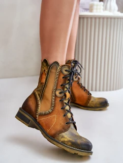 Dámské Kožené Boty Na Plochém Podpatku Maciejka 06719-07 Žluté