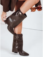 Dámské kozačky s širokým svrškem hnědé FashionStreet ZY1108