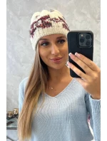 Dámská čepice Otylia K387 ecru+bordeaux