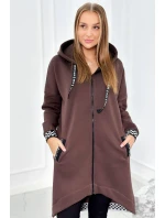 Mikina s kapucí na zip hnědý