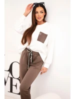 Dámský komplet máslový s kontrastní kapsou fango