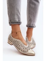 Zazoo 2883 Prodyšné balerínky z přírodní kůže Zlaté