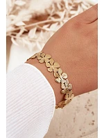 Dámský náramek ze nerezové oceli s květinami zlatá