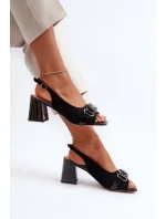 Dámské sandály na vysokém podpatku s ozdobou, černé D&A Dámské sandály na vysokém podpatku s ozdobou, černé D&A