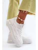 Dámské tenisky na platformě vyrobené z eko kůže, bílá Lynnette Dámské tenisky na platformě vyrobené z eko kůže, bílá Lynnette