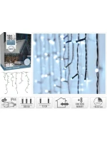 VÁNOČNÍ STROMEK SVĚTLA VENKOVNÍ SVĚTLO OPONA 180 VEDL ČASOVAČ STUDENÁ BÍLÁ PRŮHLEDNÝ KABEL