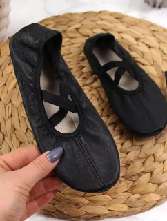 Dívčí kožené baleríny černé - Nazo