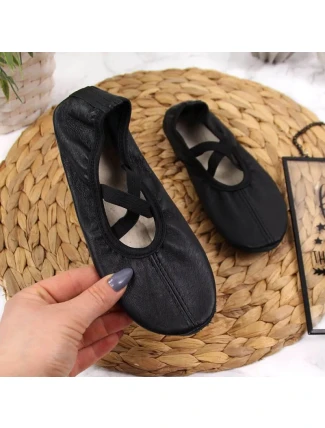 Dívčí kožené baleríny černé - Nazo