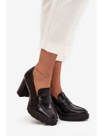 Dámské polobotky na podpatku z ekokůže Černé Ilyssia