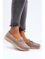 Béžové dámské mokasíny s mašlí Béžové dámské mokasíny s mašlí
